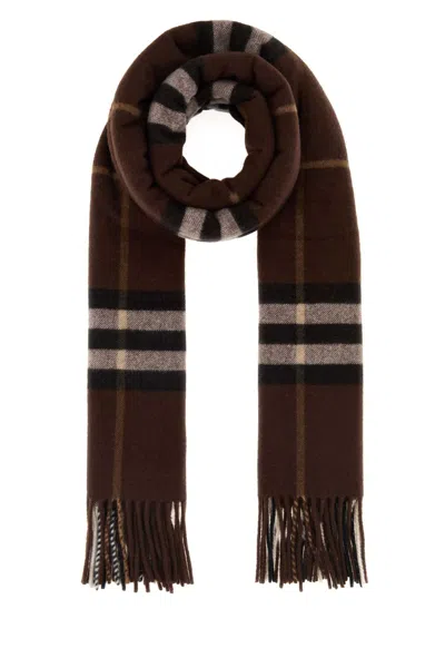 Burberry Embroidered Cashmere Scarf In Brown