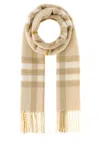 Burberry Cashmere Scarf With Checked Design And Fringes In Brown