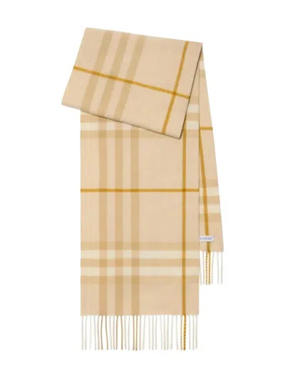 Burberry Embroidered Cashmere Scarf In Neutral