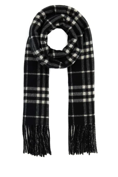 Burberry Embroidered Cashmere Scarf In Black
