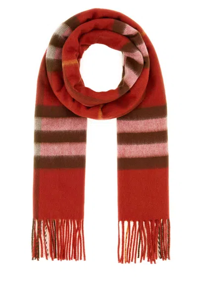 Burberry Embroidered Cashmere Scarf In Red