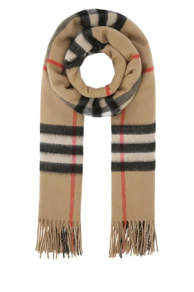 Burberry Embroidered Cashmere Scarf In Beige