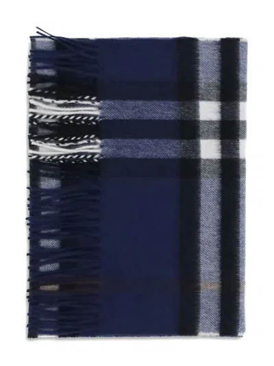 Burberry Embroidered Cashmere Scarf In Blue