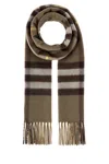 Burberry Embroidered Cashmere Scarf In Brown