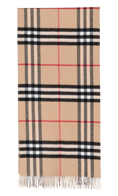 Burberry Embroidered Cashmere Scarf In Brown