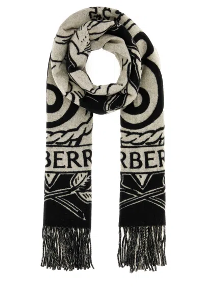 Burberry Embroidered Cashmere Scarf In Neutral