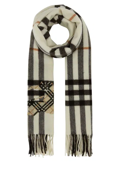 Burberry Embroidered Cashmere Scarf In Neutral