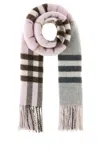 Burberry Fringed Check-pattern Scarf In Pink
