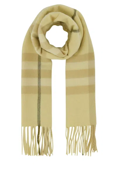 Burberry Embroidered Cashmere Scarf In Yellow