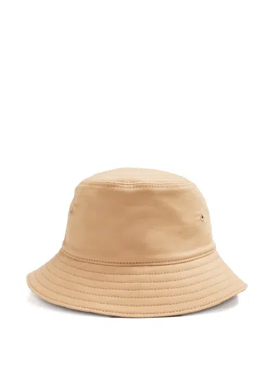 Burberry Babies' Embroidered-check Bucket Hat In Neutral