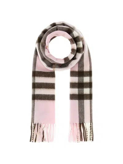 Burberry Embroidered Check Scarf In Pink