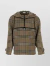 Burberry Half-zip Jacket With Check Pattern In Silk Blend Men