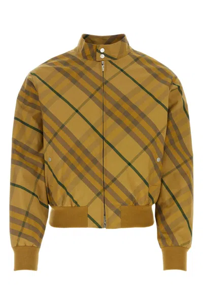 Burberry Embroidered Cotton Bomber Jacket In Checked