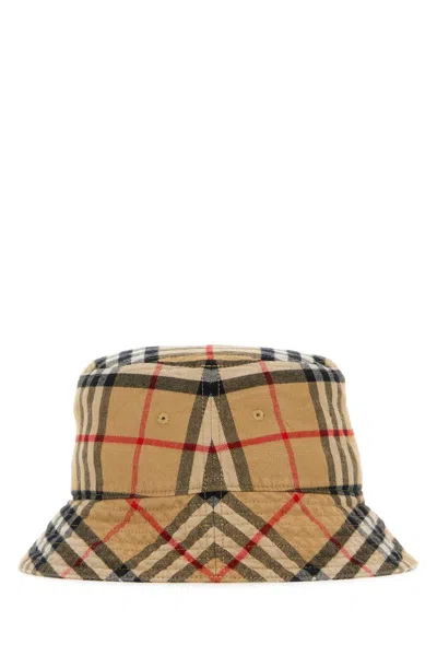 Burberry Embroidered Cotton Bucket Hat In Archivebeige
