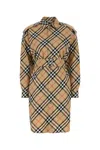 Burberry Embroidered Cotton Dress In Brown