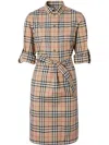 Burberry Embroidered Cotton Dress In Brown