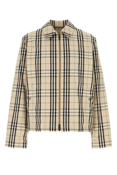 Burberry Check Cotton Harrington Jacket In Neutral