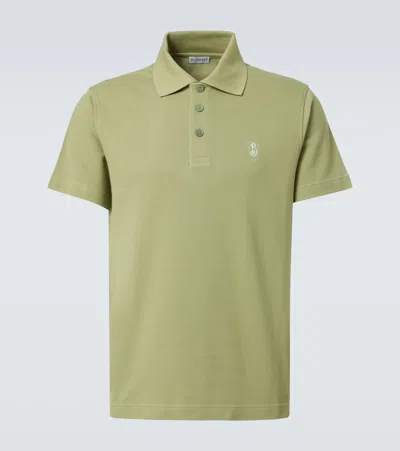 Burberry Embroidered Cotton Polo Shirt In Green