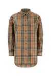 Burberry Embroidered Cotton Shirt With Long Sleeves In Brown