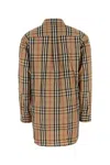 Burberry Embroidered Cotton Shirt With Long Sleeves In Brown
