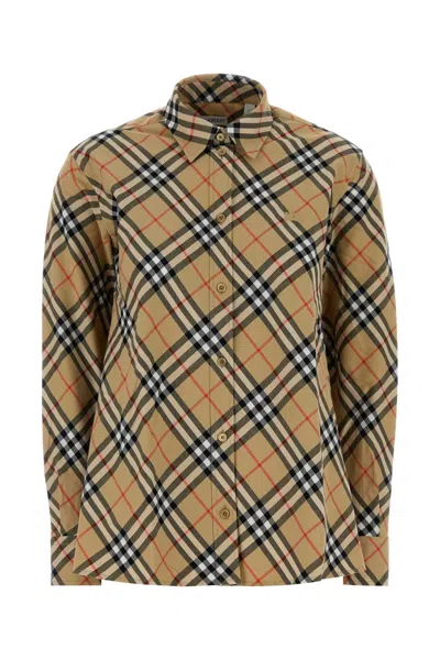 Burberry Embroidered Cotton Shirt In Neutral