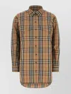Burberry Embroidered Cotton Shirt With Long Sleeves In Brown