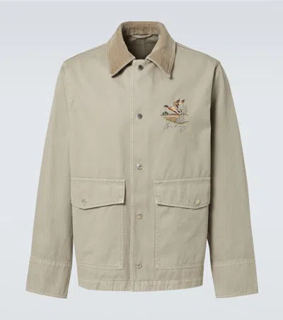 BURBERRY EMBROIDERED COTTON TWILL FIELD JACKET