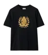 Burberry Embroidered Crest T-shirt In Black