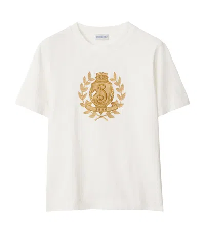 Burberry Embroidered Crest T-shirt In White