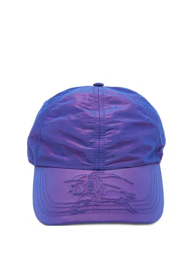 Pre-owned Burberry Embroidered-detail Iridescent Cap In Purple