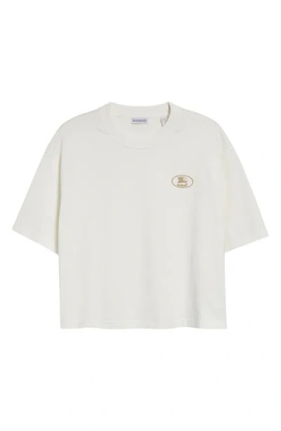 BURBERRY BURBERRY EMBROIDERED EKD CROP COTTON T-SHIRT
