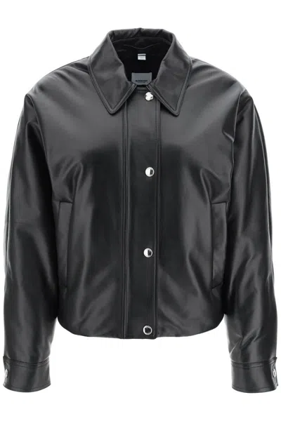 Burberry Embroidered Ekd Leather Jacket In Nero