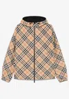 Burberry Embroidered Ekd Reversible Checked Jacket In Orange
