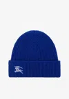 Burberry Embroidered Ekd Cashmere Beanie In Blue