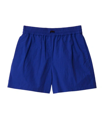 Burberry Embroidered-ekd Shorts In Blue