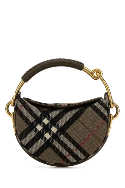 Burberry Embroidered Fabric Bridle Handbag In Brown