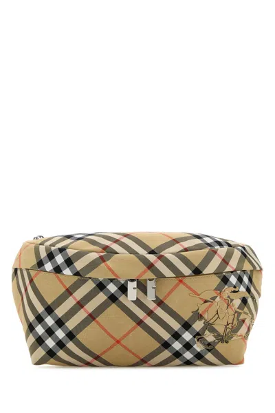 BURBERRY EMBROIDERED FABRIC CHECK BELT BAG