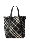 Burberry Men Embroidered Fabric Festival Shopping Bag In Black