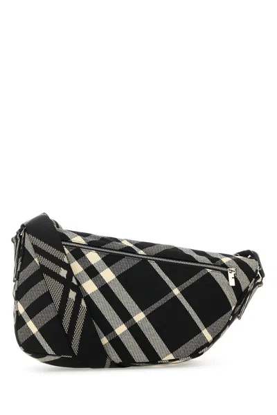 BURBERRY EMBROIDERED FABRIC SHIELD CROSSBODY BAG