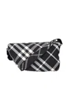 Burberry Checked Shield Messenger Crossbody Bag With Golden Details In Black