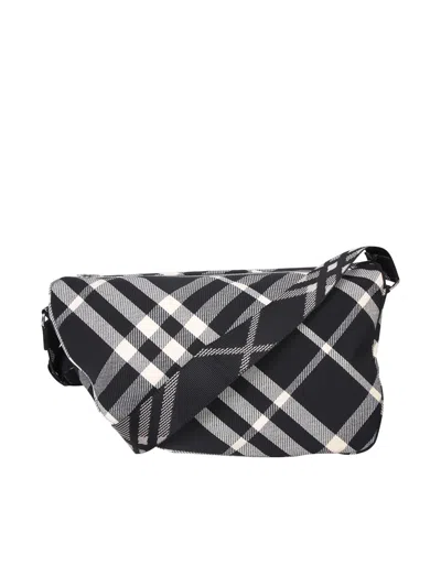 BURBERRY EMBROIDERED FABRIC SHIELD CROSSBODY BAG