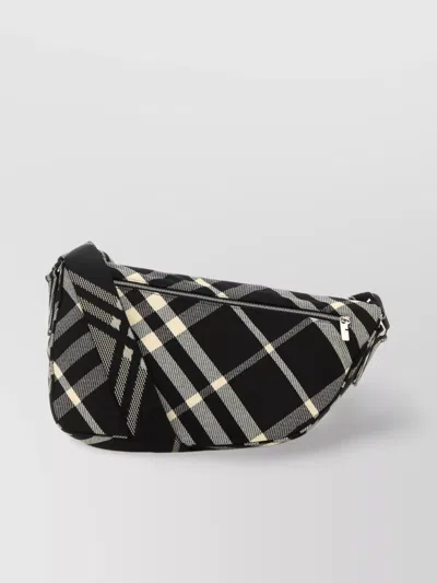 BURBERRY EMBROIDERED FABRIC SHIELD CROSSBODY BAG