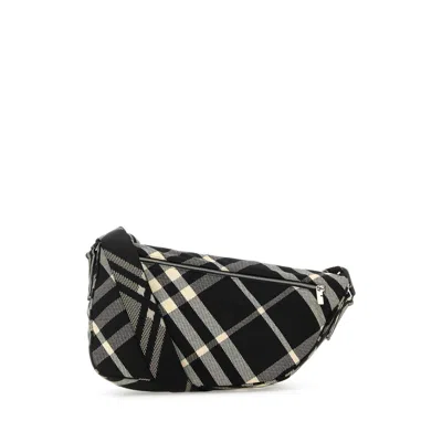 Burberry Embroidered Fabric Shield Crossbody Bag In Black