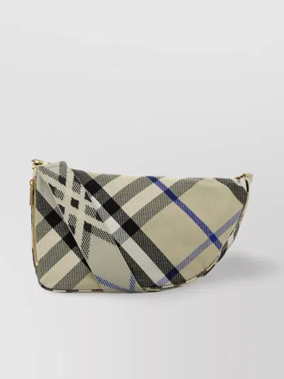 BURBERRY EMBROIDERED FABRIC SHIELD CROSSBODY BAG MEDIUM