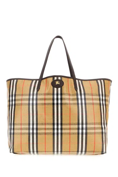 Burberry Beige Highlands Medium Tote Bag In Neutral