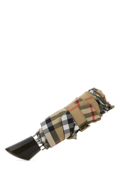Burberry Embroidered Fabric Umbrella In Brown