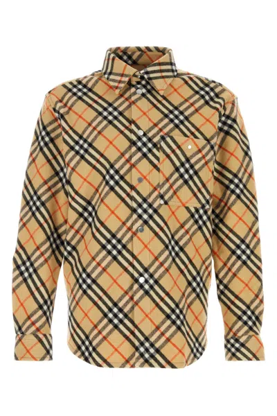 Burberry Embroidered Flannel Shirt In Brown