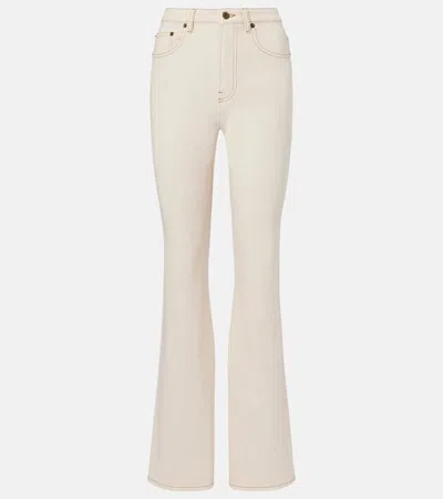 Burberry Embroidered Flared Jeans In Neutral