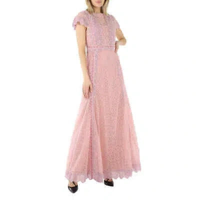 Pre-owned Burberry Embroidered Floral Lace Tulle Dress In Multicolor