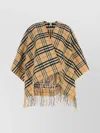 Burberry Embroidered Fringe Wool Blend Cape In Neutral